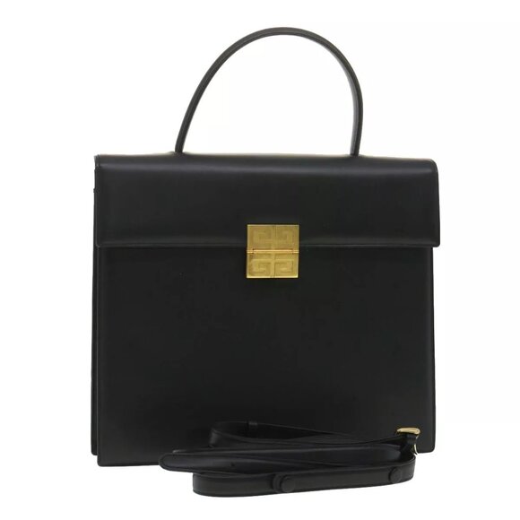 GIVENCHY Shoulder Bag Leather 2way Black Auth - Picture 1 of 16